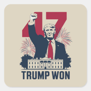Adesivo Quadrado Trump Venceu Novamente Eleição 2024 Presidente 47º