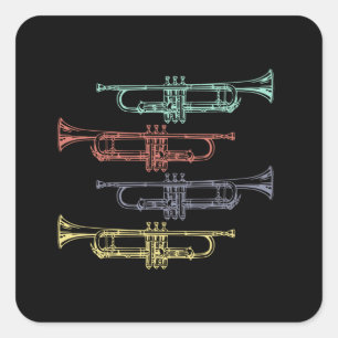 Adesivo Quadrado Trumpet Vintage