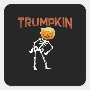 Adesivo Quadrado Trumpkin Halloween Engraçado Clássico