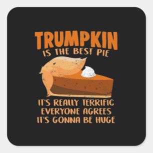 Adesivo Quadrado Trumpkin Pie Funny Design - Festa de Ação de Graça