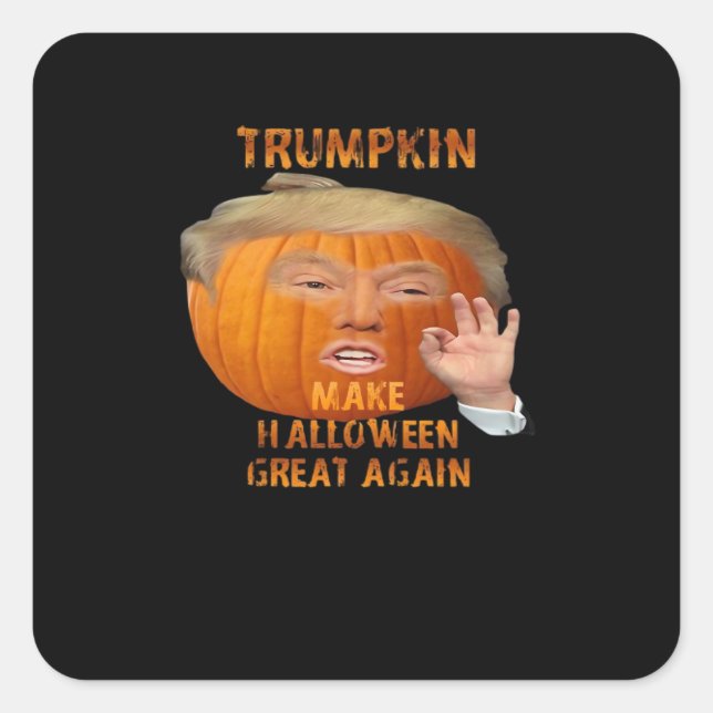 Adesivo Quadrado Trumpkin Pumpkin Faz Excelente De Halloween Novame (Frente)