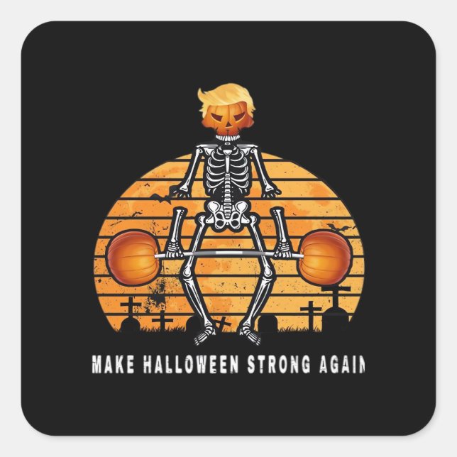 Adesivo Quadrado Trumpkin Torna O Halloween Novamente Engraçada A M (Frente)