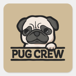 Adesivo Quadrado TRUPE DO PUG – Presente Divertido e Fofo para Aman
