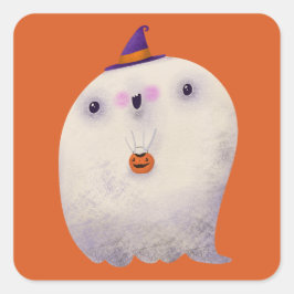 Adesivo Quadrado Truque de Decoração Halloween ou Tratar Fantasma B