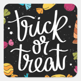 Adesivo Quadrado Truque Ou Tratamento De Doces Halloween