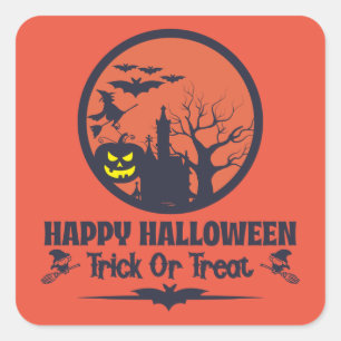 Adesivo Quadrado Truque Ou Tratamento De Halloween