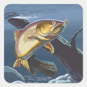 Adesivo Quadrado Truta de Cutthroat FishingArizona