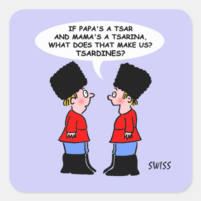 Adesivo Quadrado Tsardinhas Russas Engraçadas Sardinha Foodie (Frente)