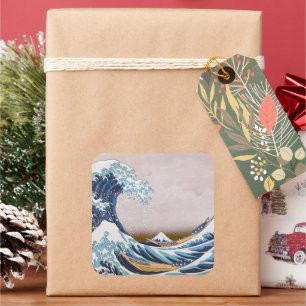 Adesivo Quadrado Tsunami Grande Onda ao largo da costa de Kanagawa 