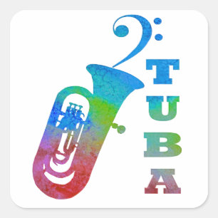 Adesivo Quadrado Tuba com Clef baixo