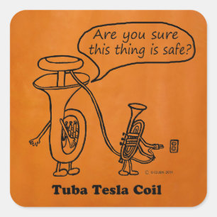 Adesivo Quadrado Tuba Tesla Coil Sticker
