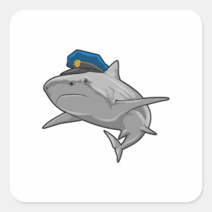 Adesivo Quadrado Tubarão como policial Polícia