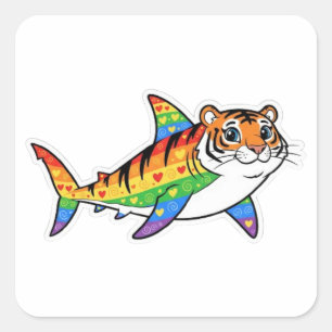 ADESIVO QUADRADO TUBARÃO-TIGRE