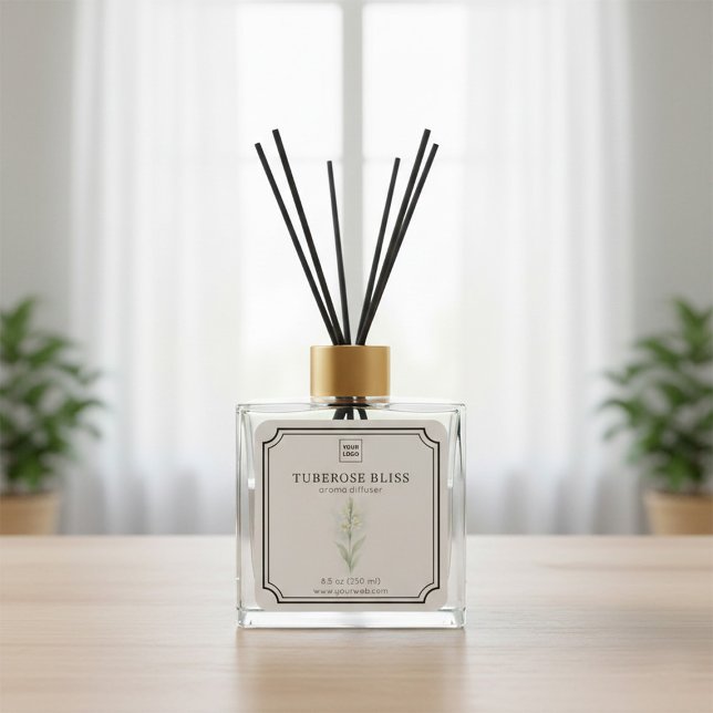 Adesivo Quadrado Tuberose Floral Aroma Diffuser Label (Criador carregado)