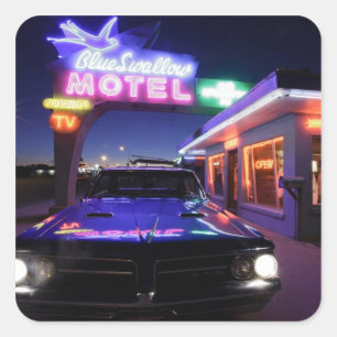 Adesivo Quadrado Tucumcari, New mexico, os Estados Unidos. Rota 66