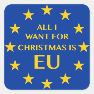 Adesivo Quadrado Tudo que eu quero para o Natal é UE