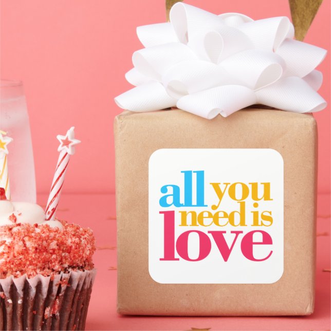 Adesivo Quadrado Tudo que você precisa é amor (Festa)