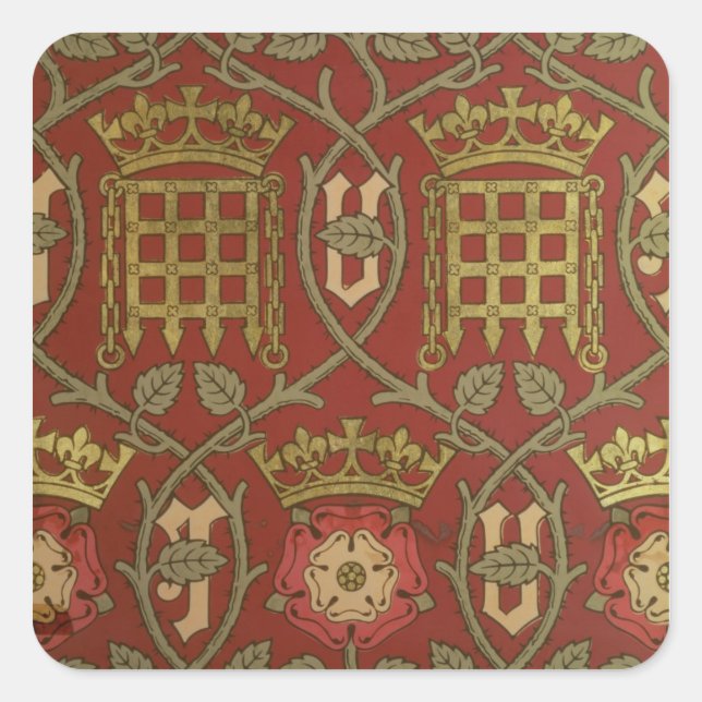 Adesivo Quadrado 'Tudor Rosa', papel de parede de reprodução projet (Frente)