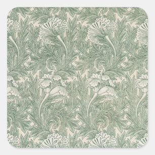 Adesivo Quadrado Tulip por William Morris, Vintage Floral Art