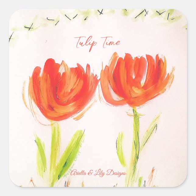 Adesivo Quadrado Tulip Sticker by Ariella & Lily Designs (Frente)
