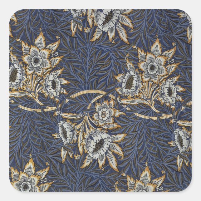 Adesivo Quadrado Tulipa de William Morris com padrão de salgueiro e (Frente)