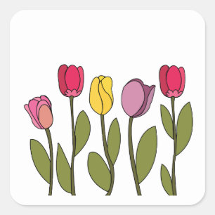 Adesivo Quadrado Tulipa Floral Colorida Tulipa