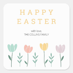 Adesivo Quadrado Tulipas Coloridas Cortadas Florais Tulipas Moderna