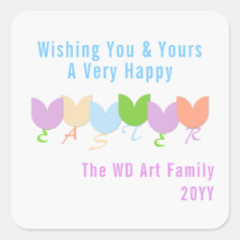 Adesivo Quadrado Tulipas de Primavera Elegante Personalizadas Flora