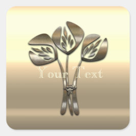 Adesivo Quadrado Tulipas Douradas lindas Obrigado Gardener Florist