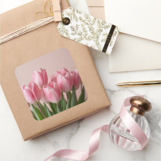 Adesivo Quadrado tulipas rosa