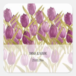 Adesivo Quadrado Tulipas Roxas Modernas Arte Por Aquarela