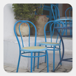 Adesivo Quadrado Tunísia, Sidi Bou Said, cadeiras de café
