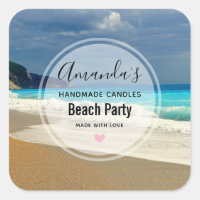 Turquesa Cênnica Blue Sea Beach Photo Candle Biz