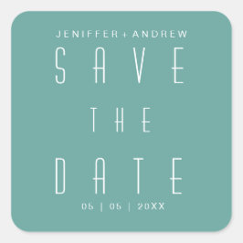 Adesivo Quadrado Turquesa de Script Minimalista Moderno Salva A Dat