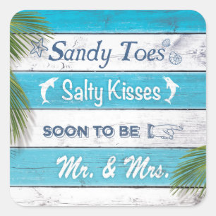 Adesivo Quadrado Turquesa Sandy Toes Salty Kisses Sticker