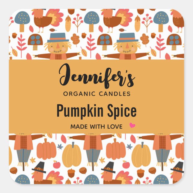 Adesivo Quadrado Turquia e Espantalho - Vela de Padrão de Ação de G (Frente)