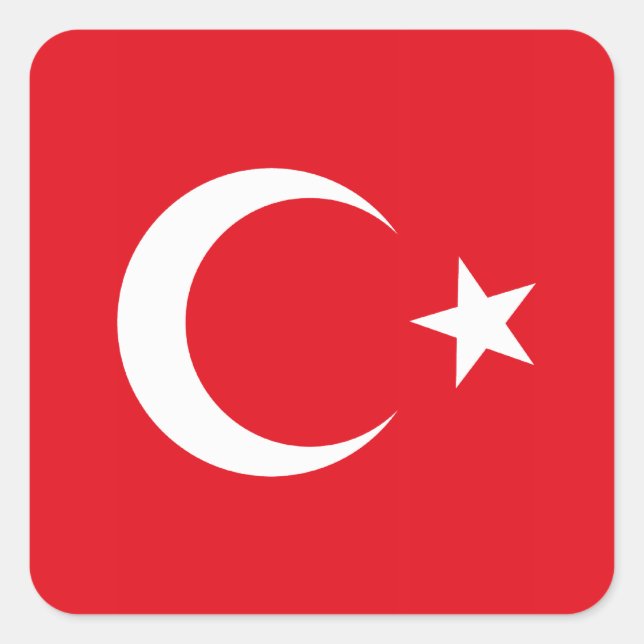 Adesivo Quadrado Turquia Flag Sticker (Frente)