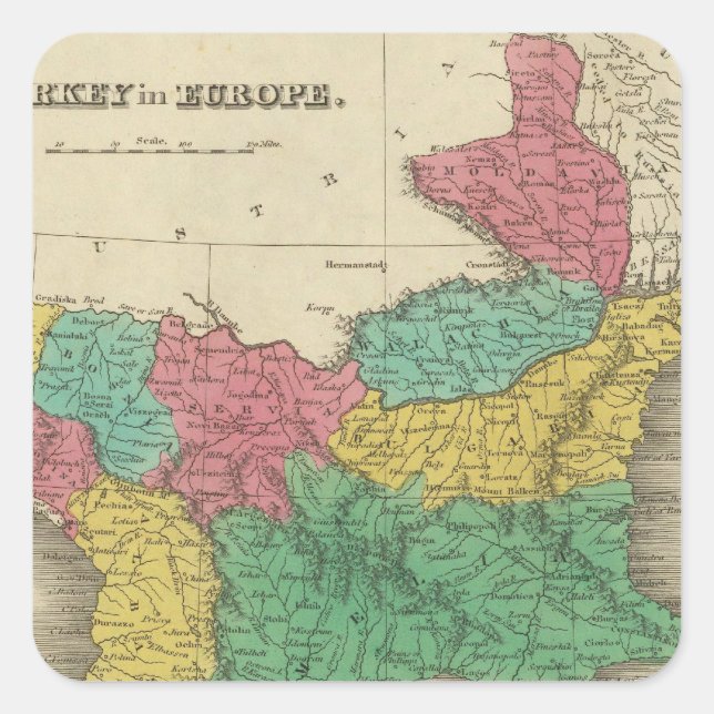 Adesivo Quadrado Turquia na Europa (Frente)