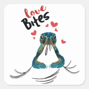 Adesivo Quadrado Turtle Love Bites T-Shirt Dias de os namorados Don