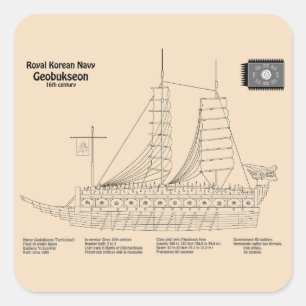 Adesivo Quadrado Turtle Ship Geobukseon - Ship Blueprint SD