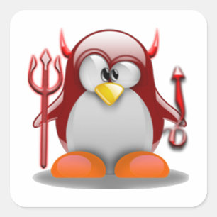 Adesivo Quadrado Tux Diabo (Linux Tux)