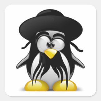 Adesivo Quadrado Tux judeu (Linux Tux)
