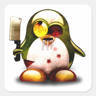 Adesivo Quadrado Tux Zombie (Linux Tux)