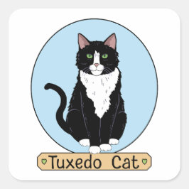 Adesivo Quadrado Tuxedo Cat