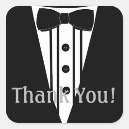 Adesivo Quadrado Tuxedo com Arco Tie Obrigado