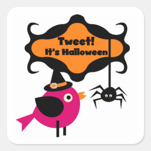 Adesivo Quadrado Tweet Halloween T-shirts e presentes