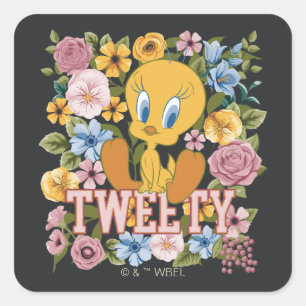 Adesivo Quadrado TWEETY™ Bordado Floral Gráfico