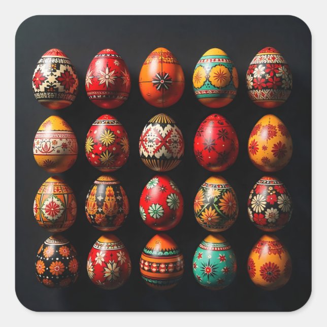 Adesivo Quadrado Twenty Warm Tone Easter Eggs (Frente)