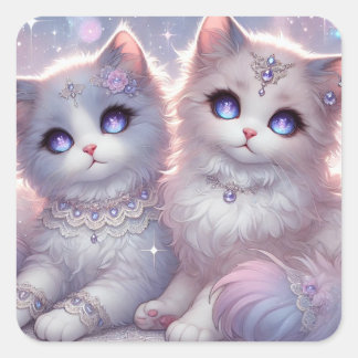 Adesivo Quadrado Twin Princess Cats
