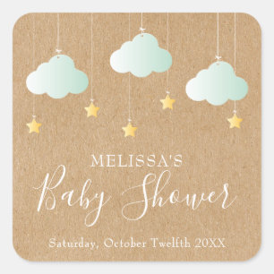 Adesivo Quadrado Twinkle Twinkle Little Star Chá de Bebê / Festa de